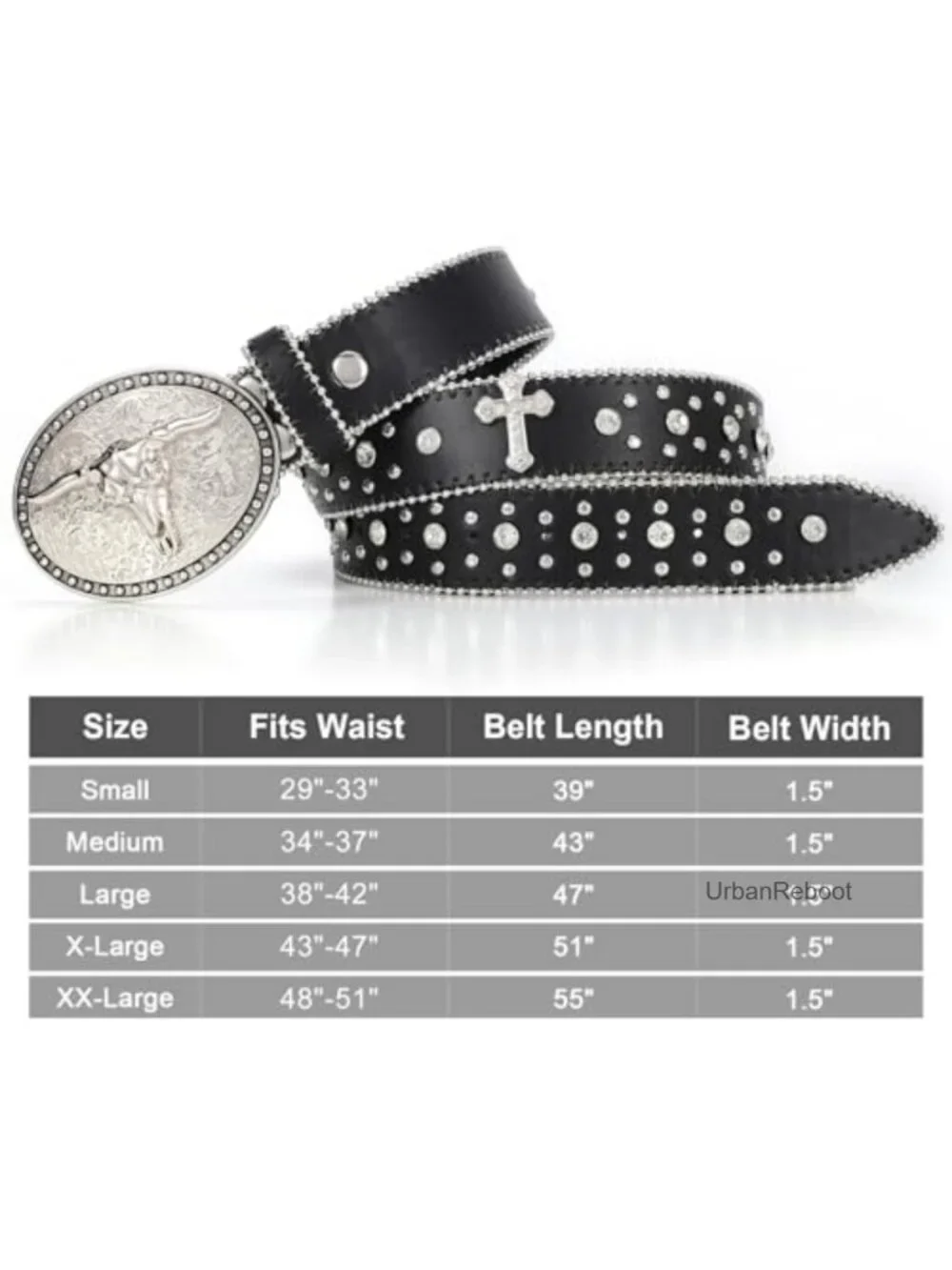 Punk Cowboy Belt PU Leather Western Bull Buckle Unisex